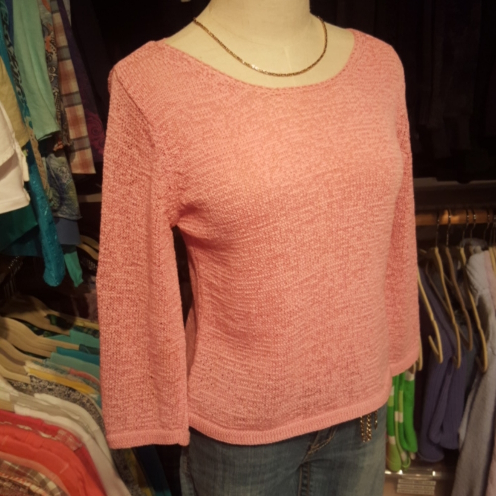SIGRID OLSEN SPORT ♡ Vintage Beautiful Soft Pink 3/4 Length Knit Sweater Top S